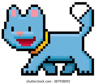 Vector illustration of cartoon Cat - Pixel design