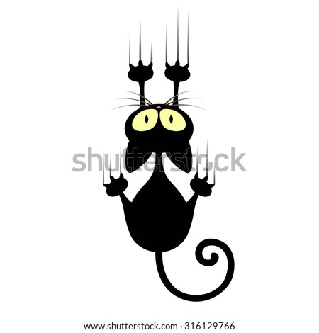 Vector Illustration Cartoon Cat Scratching Wall Stock Vector (Royalty ...