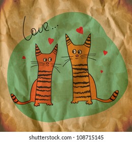 vector illustration of cartoon cat. vintage style. eps10