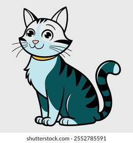 A vector illustration of a cartoon cat with a white background