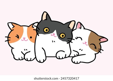 Vector Illustration of Cartoon Cats Design on Isolated Background 