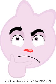 Vektorillustration-Illustration des Gesichtsdenkens einer Cartoon-Katze