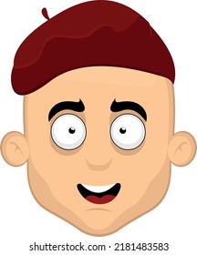 Vector Illustration Of A Cartoon Caucasian Man With A Red French Beret