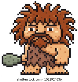 Ilustración vectorial de Cartoon Caveman - Diseño de píxeles