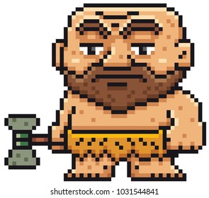 Vector illustration of Cartoon Caveman - Pixel design