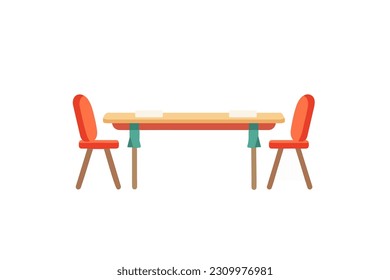 Vector illustration of cartoon chairs and table isolated on white background