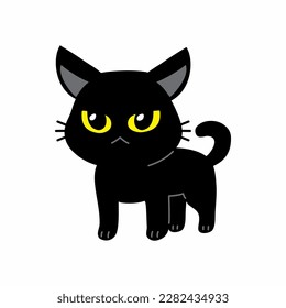 Vector illustration cartoon character black cat for design.