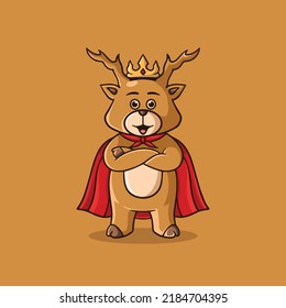 Vector illustration of cartoon character Deer with king crown