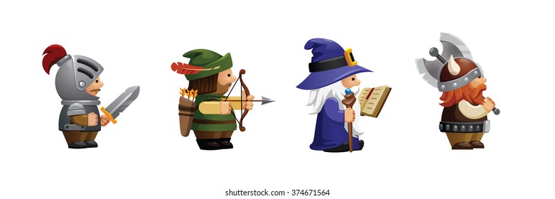 Vector illustration of cartoon character design and their weapon