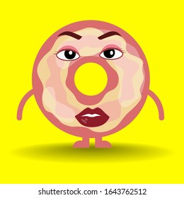 Vector illustration of cartoon character donut, can be use for icon, poster, print