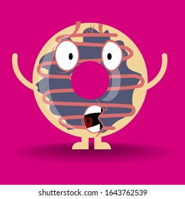 Vector illustration of cartoon character donut, can be use for icon, poster, print