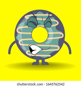 Vector illustration of cartoon character donut, can be use for icon, poster, print