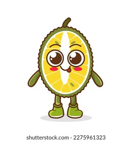 Vector Illustration of a cartoon character of a durian fruit.