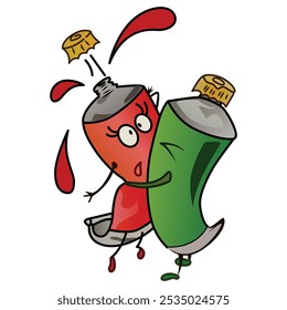 Vector illustration of Cartoon Character funny Tubes of color