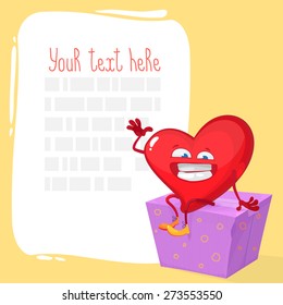 vector illustration with cartoon character funny heart