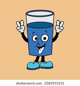 Vector illustration of a cartoon character of a glass with a unique expression suitable for logos, symbols and advertisements