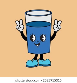 Vector illustration of a cartoon character of a glass with a unique expression suitable for logos, symbols and advertisements
