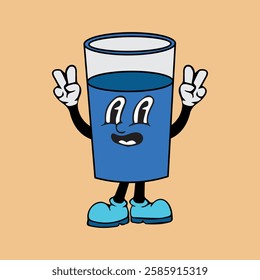 Vector illustration of a cartoon character of a glass with a unique expression suitable for logos, symbols and advertisements