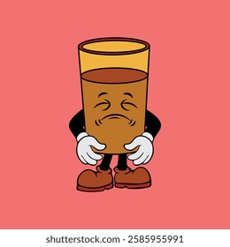 Vector illustration of a cartoon character of a glass with a unique expression suitable for logos, symbols and advertisements