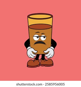 Vector illustration of a cartoon character of a glass with a unique expression suitable for logos, symbols and advertisements