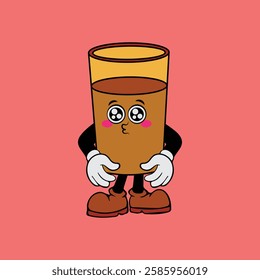 Vector illustration of a cartoon character of a glass with a unique expression suitable for logos, symbols and advertisements