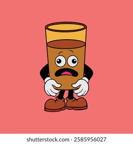 Vector illustration of a cartoon character of a glass with a unique expression suitable for logos, symbols and advertisements