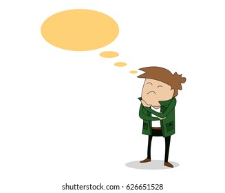 vector illustration cartoon character of man standing and thinking