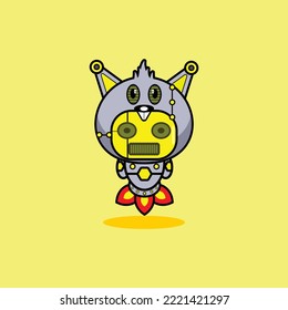 vector illustration of cartoon character mascot costume animal rocket cute robot beaver