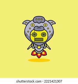 vector illustration of cartoon character mascot costume animal rocket cute robot camel