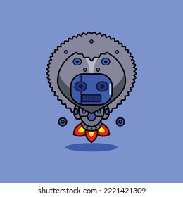 vector illustration of cartoon character mascot costume animal rocket cute robot hadgehog