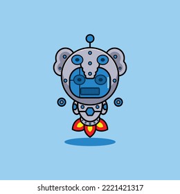 vector illustration of cartoon character mascot costume animal rocket cute robot elephant
