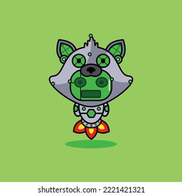 vector illustration of cartoon character mascot costume animal rocket cute robot cat