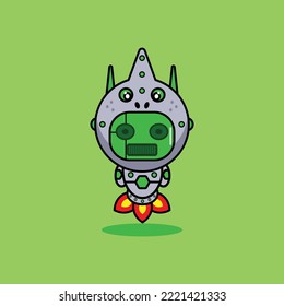 vector illustration of cartoon character mascot costume animal rocket cute robot chameleon