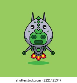 vector illustration of cartoon character mascot costume animal rocket cute robot iguana