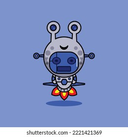 vector illustration of cartoon character mascot costume animal rocket cute robot snail