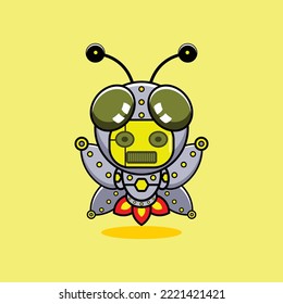 vector illustration of cartoon character mascot costume animal rocket cute robot bee