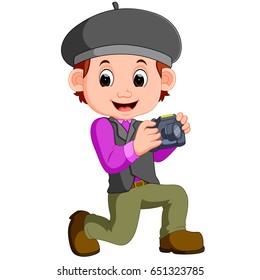 vector illustration of Cartoon character - photographer