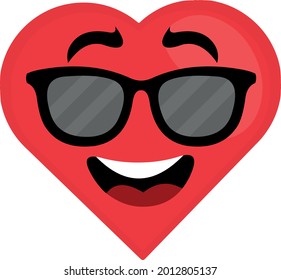 Vector illustration of cartoon character in the shape of a heart with sunglasses