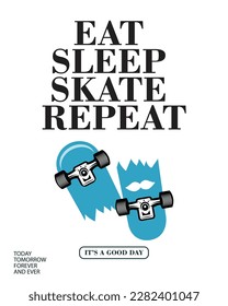 Vector illustration cartoon character skateboarding. Vector design for apparel prints, posters and other uses.

