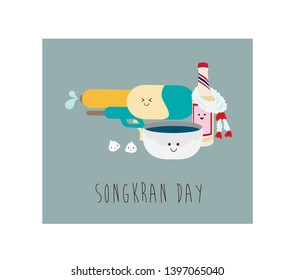 Vector Illustration Cartoon Character Songkran Thailand