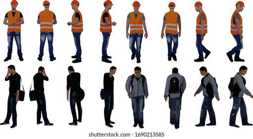 Vector illustration cartoon character, standing in white background