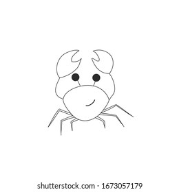 Vector illustration. Cartoon characters crab. Inhabitants of the underwater world on an isolated white background.Design of a child`s tattoo, coloring, print of clothes.