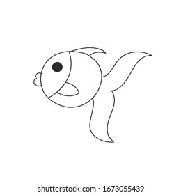 Vector illustration. Cartoon characters fish. Inhabitants of the underwater world on an isolated white background.Design of a child`s tattoo, coloring, print of clothes.