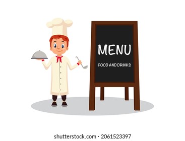 Vector Illustration of a Cartoon Chef Cook. Cook characters. Cartoon funny cook