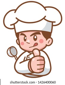 Vector illustration of Cartoon Chef show OK