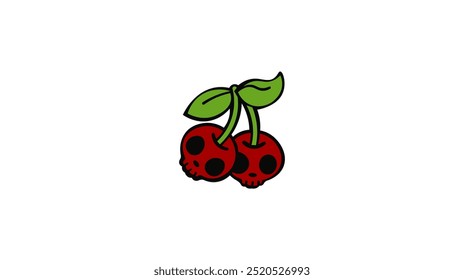 Vector illustration of cartoon cherry in the form of skulls