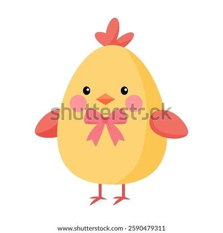 Vector Illustration of Cartoon Chick, egg-shaped, Easter Concept