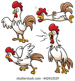 Vector illustration of Cartoon Chicken Character Set