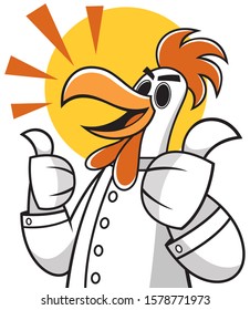 Vector illustration of Cartoon Chicken Chef show Ok.