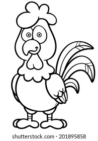 vector illustration of Cartoon Chicken - Coloring book